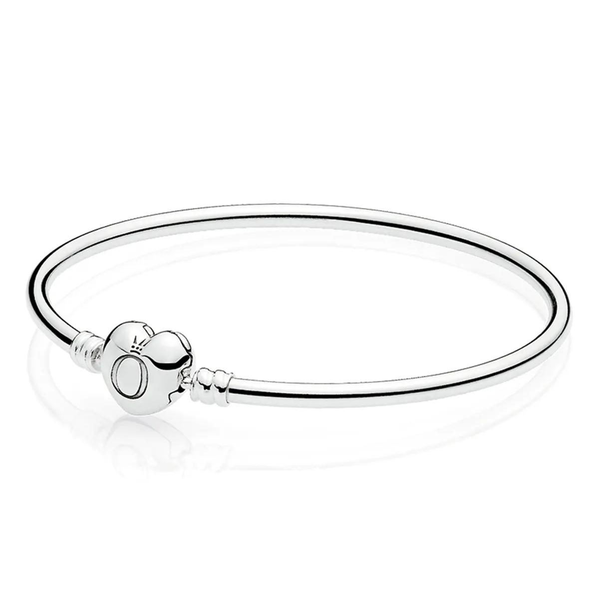 PANDORA - Pulsera Moments Rígida Plata Con Broche Corazón Mujer Pandora