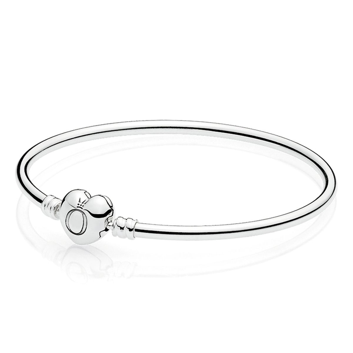PANDORA - Pulsera Moments Rígida Plata Con Broche Corazón Mujer Pandora