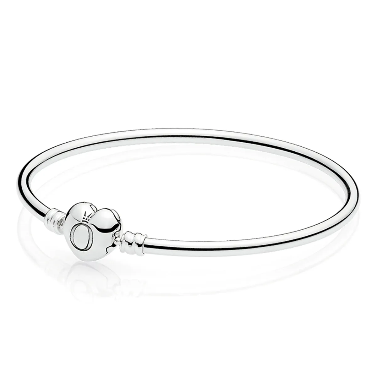 PANDORA - Pulsera Moments Rígida Plata Con Broche Corazón Mujer Pandora