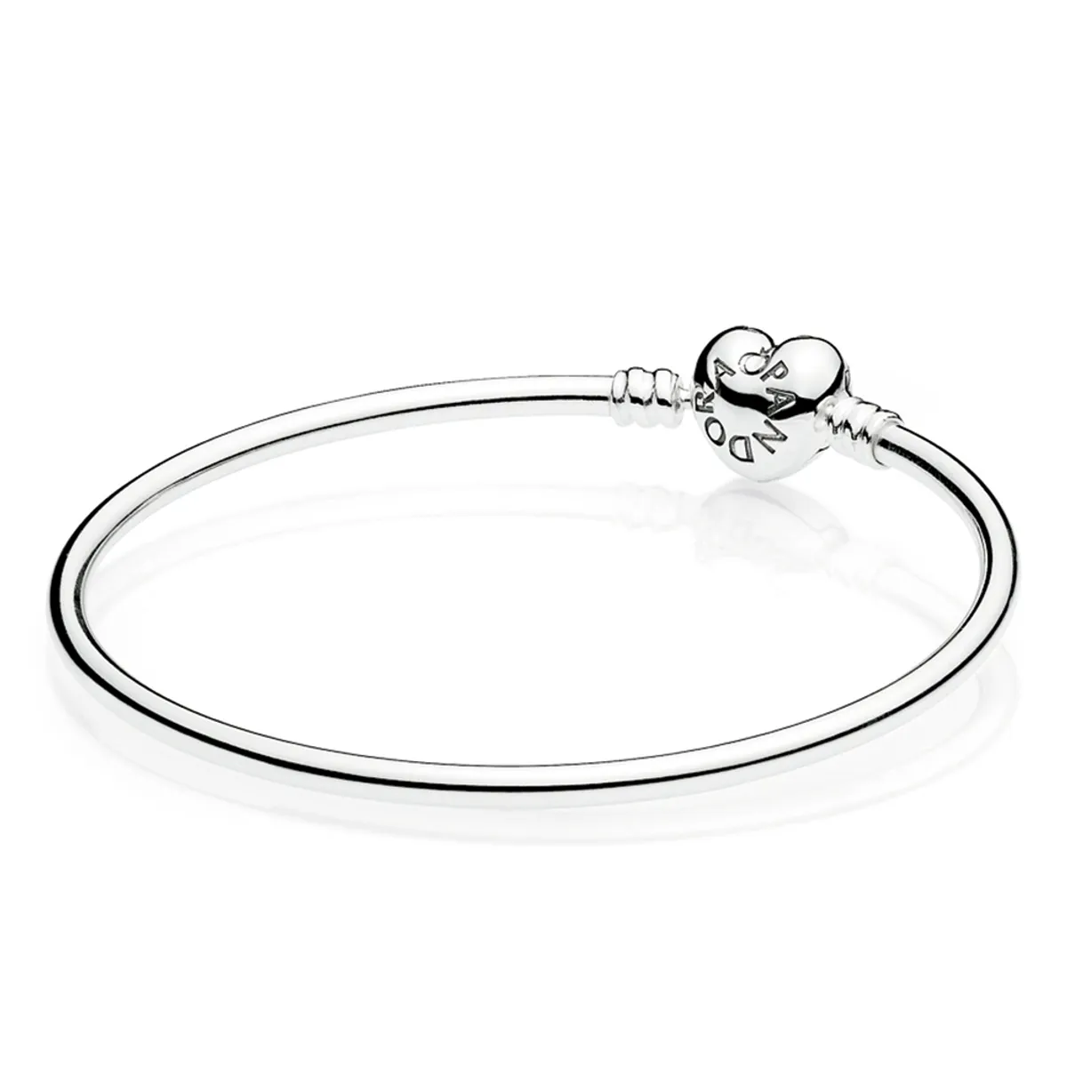 PANDORA - Pulsera Moments Rígida Plata Con Broche Corazón Mujer Pandora