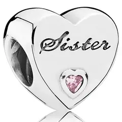 PANDORA - Charm Corazón Hermana De Plata Mujer