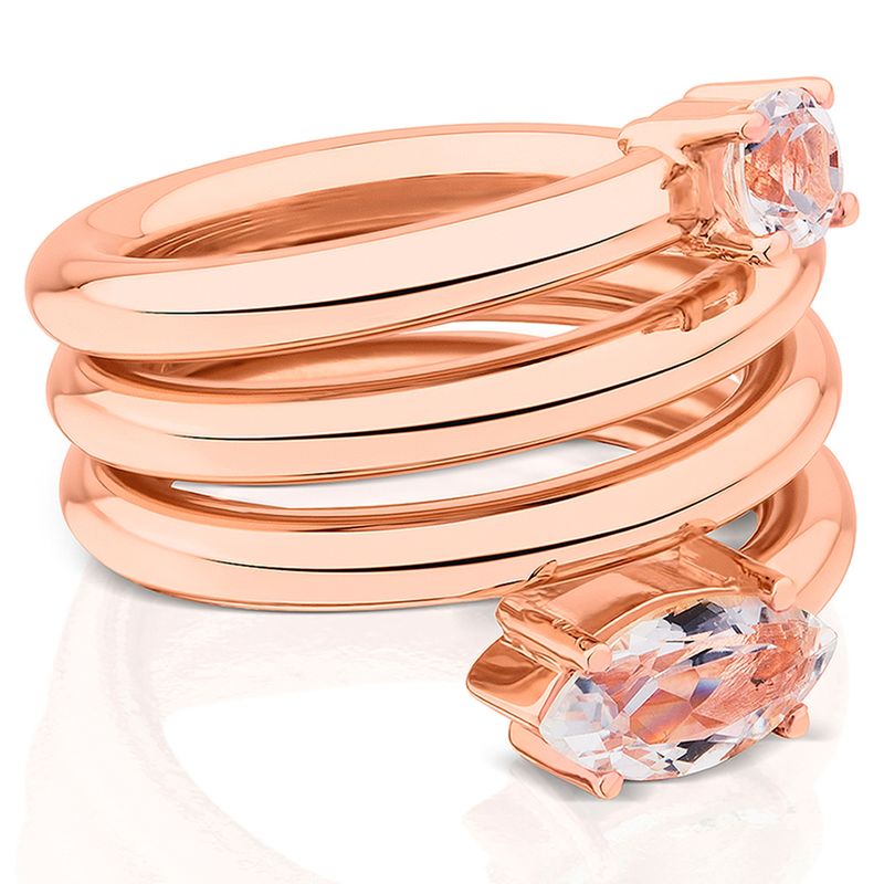 TOUS - Anillo Eklat De Plata Vermeil Rosa Con Topacio