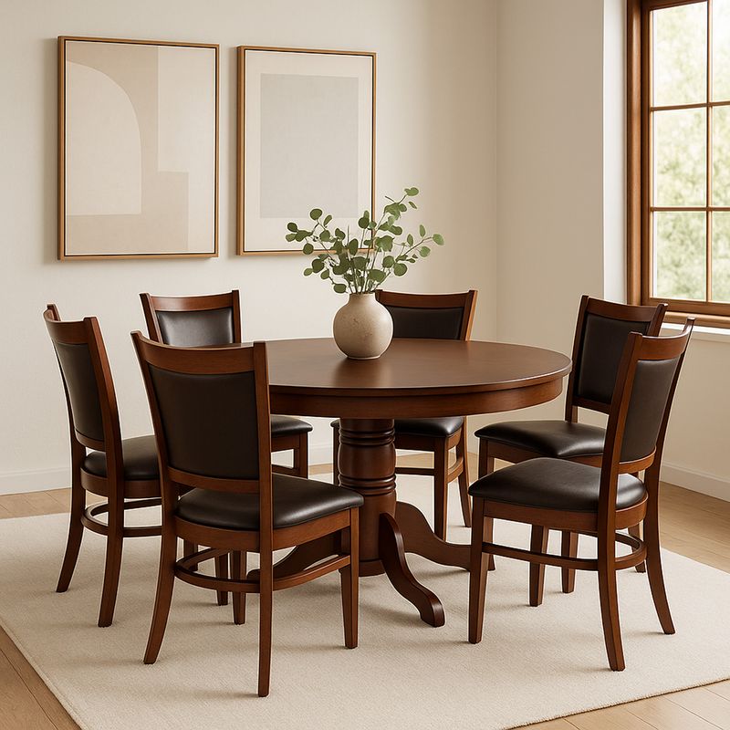 CIC - Juego De Comedor Extensible 6 Sillas Calabria Pu Choco Cic