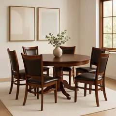 CIC - Juego De Comedor Extensible 6 Sillas Calabria Pu Choco