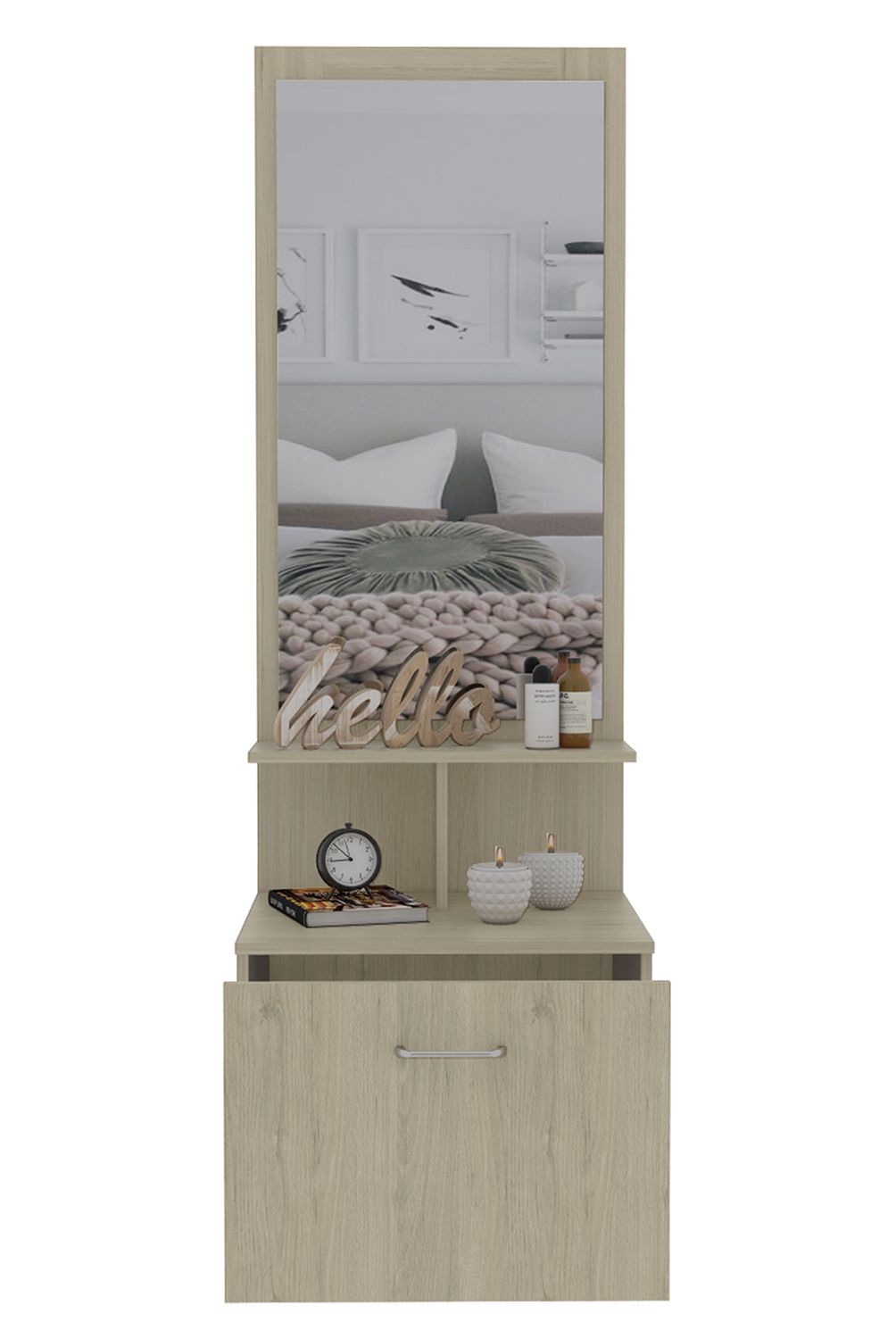 TUHOME - Velador Multifuncional Blanco Rovere Tuhome