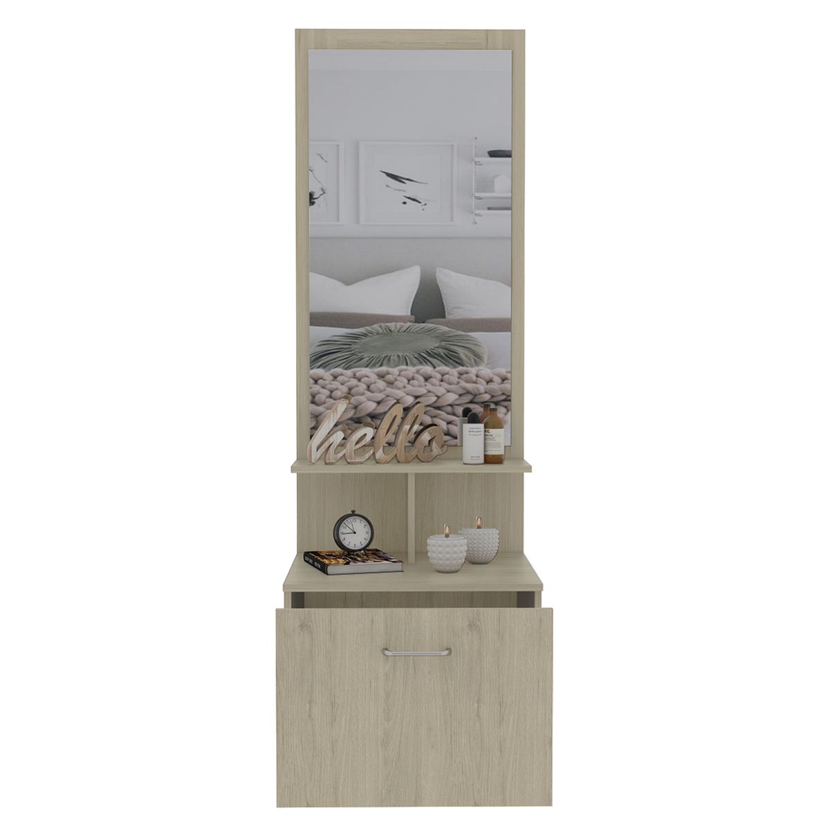 TUHOME - Velador Multifuncional Blanco Rovere Tuhome