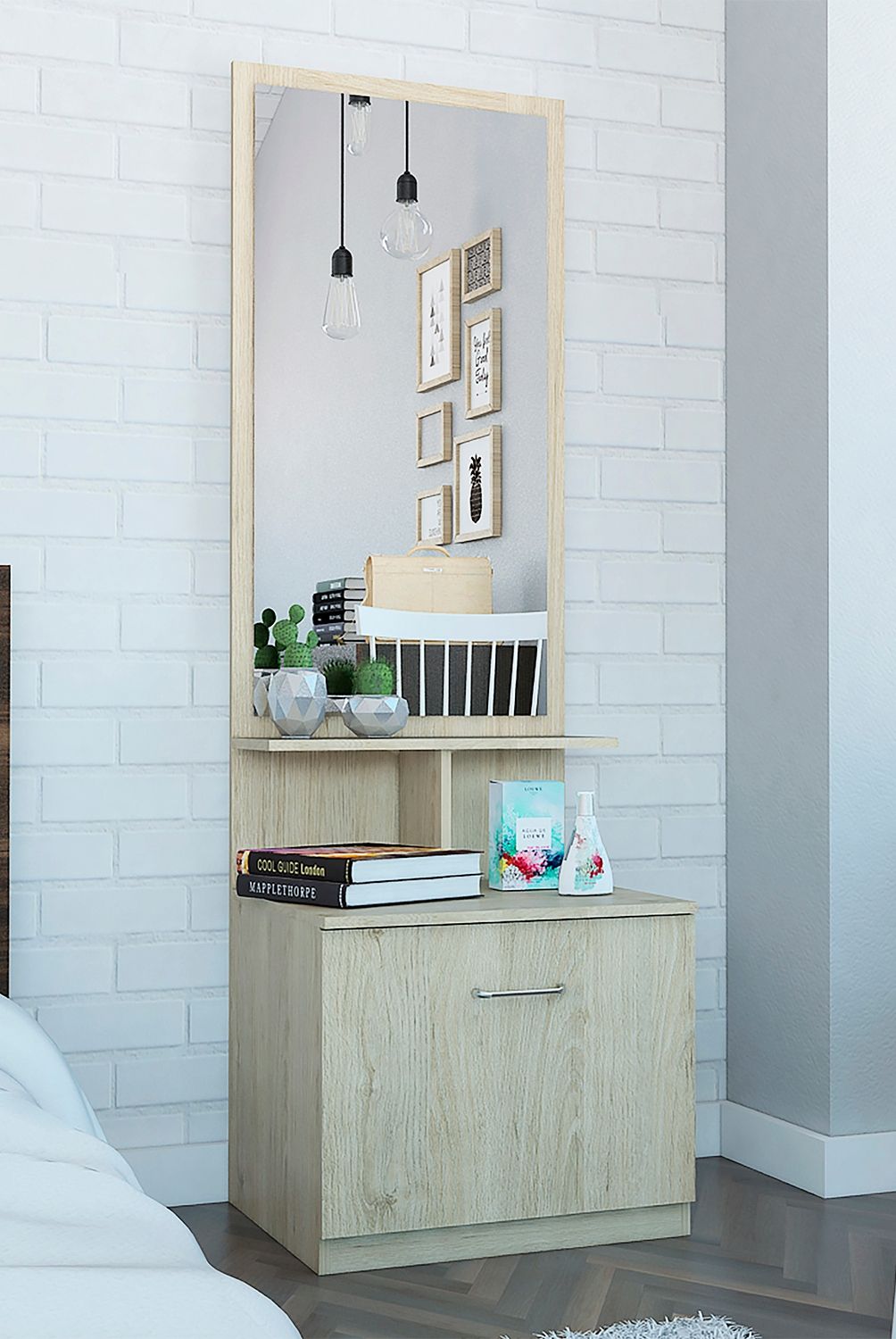 TUHOME - Velador Multifuncional Blanco Rovere Tuhome