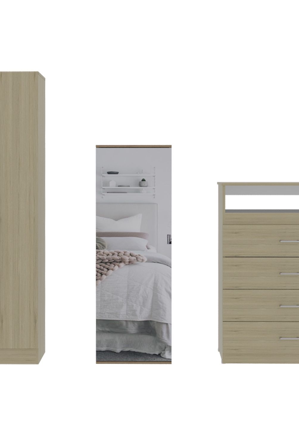 TUHOME - Combo Dreams 8 Clóset + Cómoda + Zapatero Rovere Blanco Tuhome