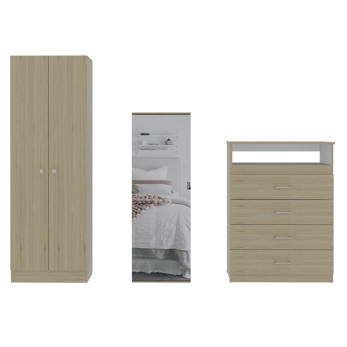 TUHOME - Combo Dreams 8 Clóset + Cómoda + Zapatero Rovere Blanco Tuhome