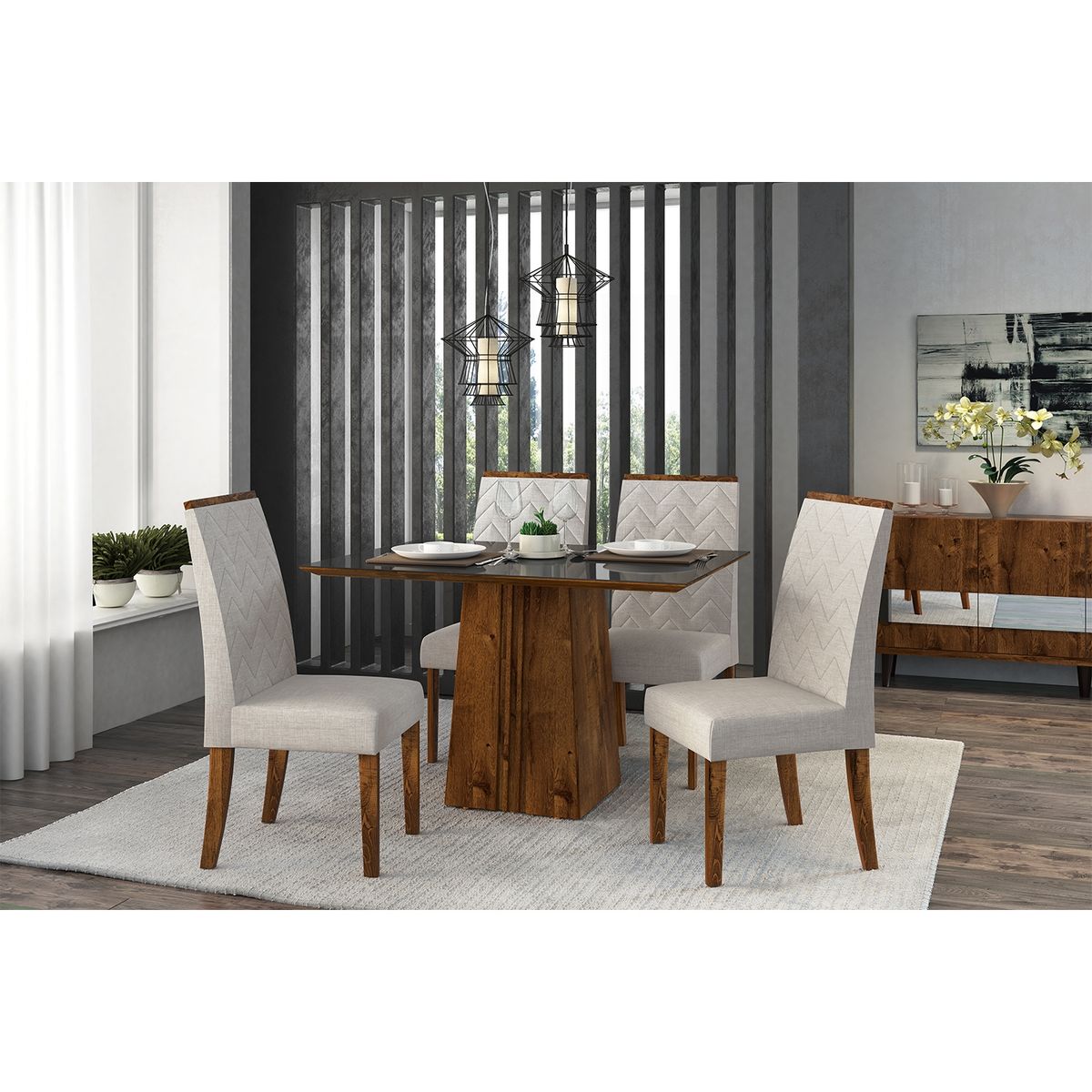 FAVATEX - Juego de Comedor 4 Sillas Inside Favatex