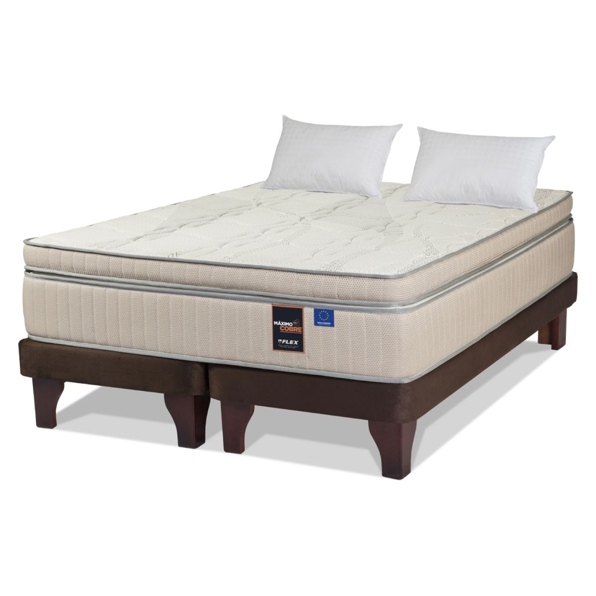 FLEX - Cama maximo Cobre 2 Plazas Base Dividida 150x200 cm + Almohadas Flex