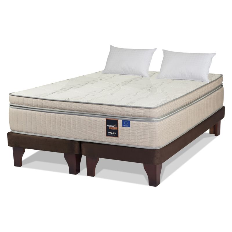 FLEX - Cama maximo Cobre 2 Plazas Base Dividida 150x200 cm + Almohadas Flex