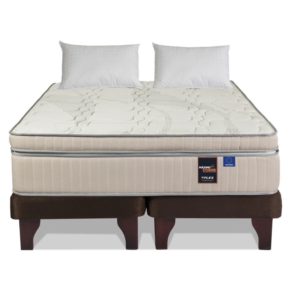 FLEX - Cama maximo Cobre 2 Plazas Base Dividida 150x200 cm + Almohadas Flex