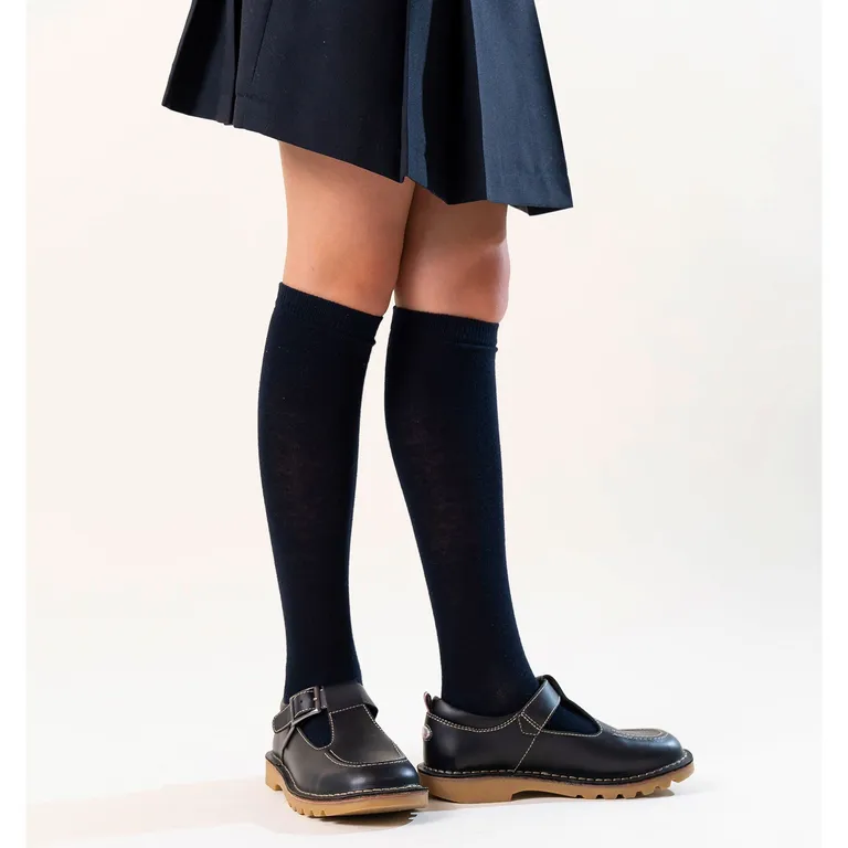 Ballerina Escolar Niña Cuero Negro (28 a 34)