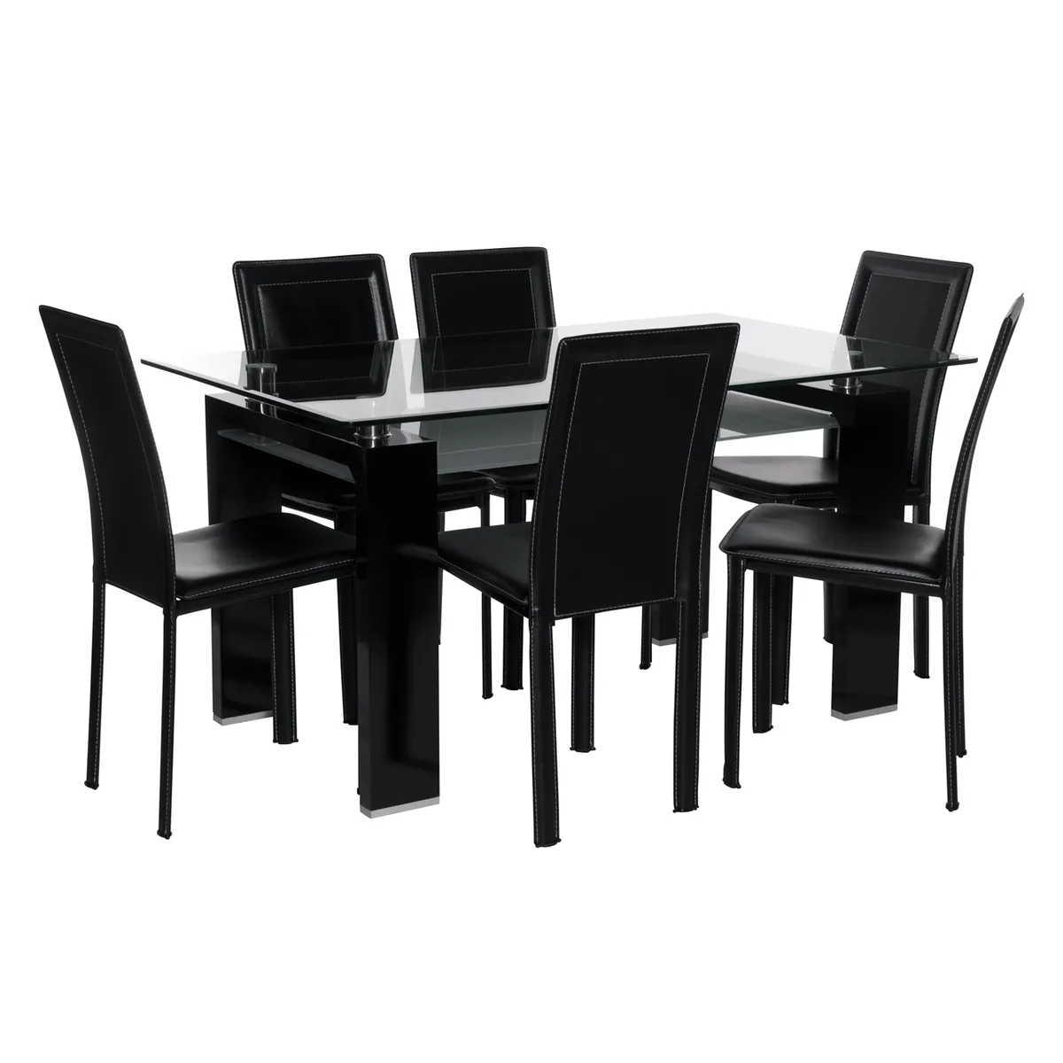 SPAZZIO - Juego De Comedor Prisma Negro 6 Sillas Spazzio