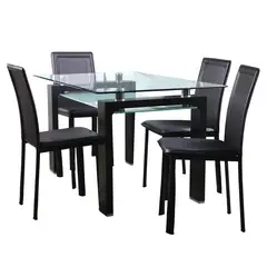 SPAZZIO - Juego de Comedor Prisma Café Rectangular 4 Sillas