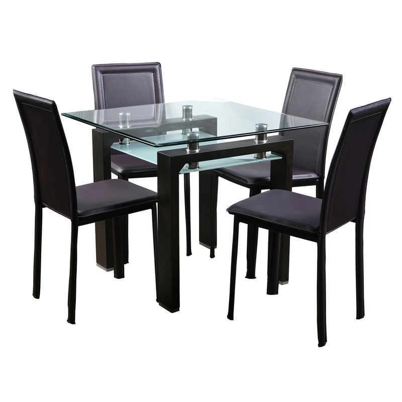 SPAZZIO - Juego de Comedor Prisma Cuadrado 4 Sillas Café Spazzio