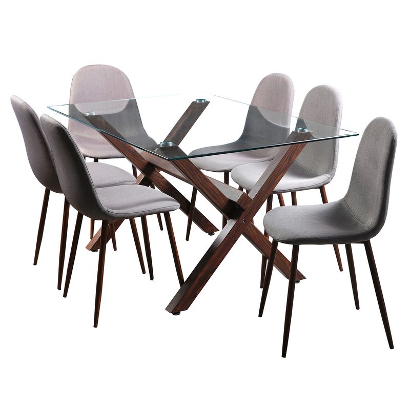 SPAZZIO - Juego De Comedor Cross Nogal 6 Sillas Spazzio
