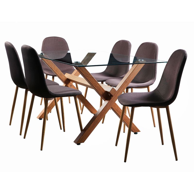 SPAZZIO - Juego De Comedor Cross Natural 6 Sillas Spazzio