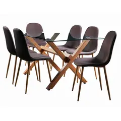 SPAZZIO - Juego De Comedor Cross Natural 6 Sillas