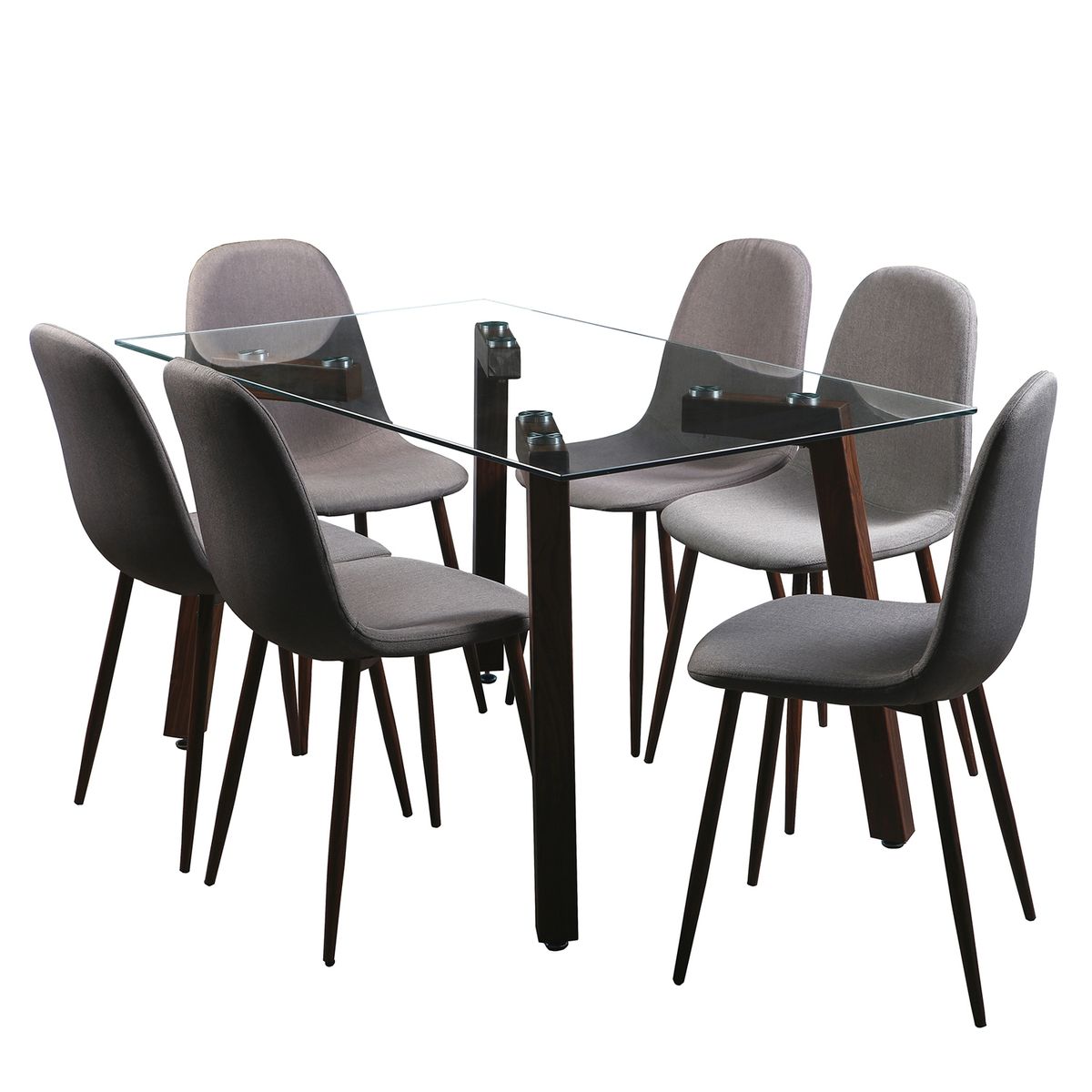 SPAZZIO - Juego De Comedor  Jockey Nogal 6 Sillas Spazzio