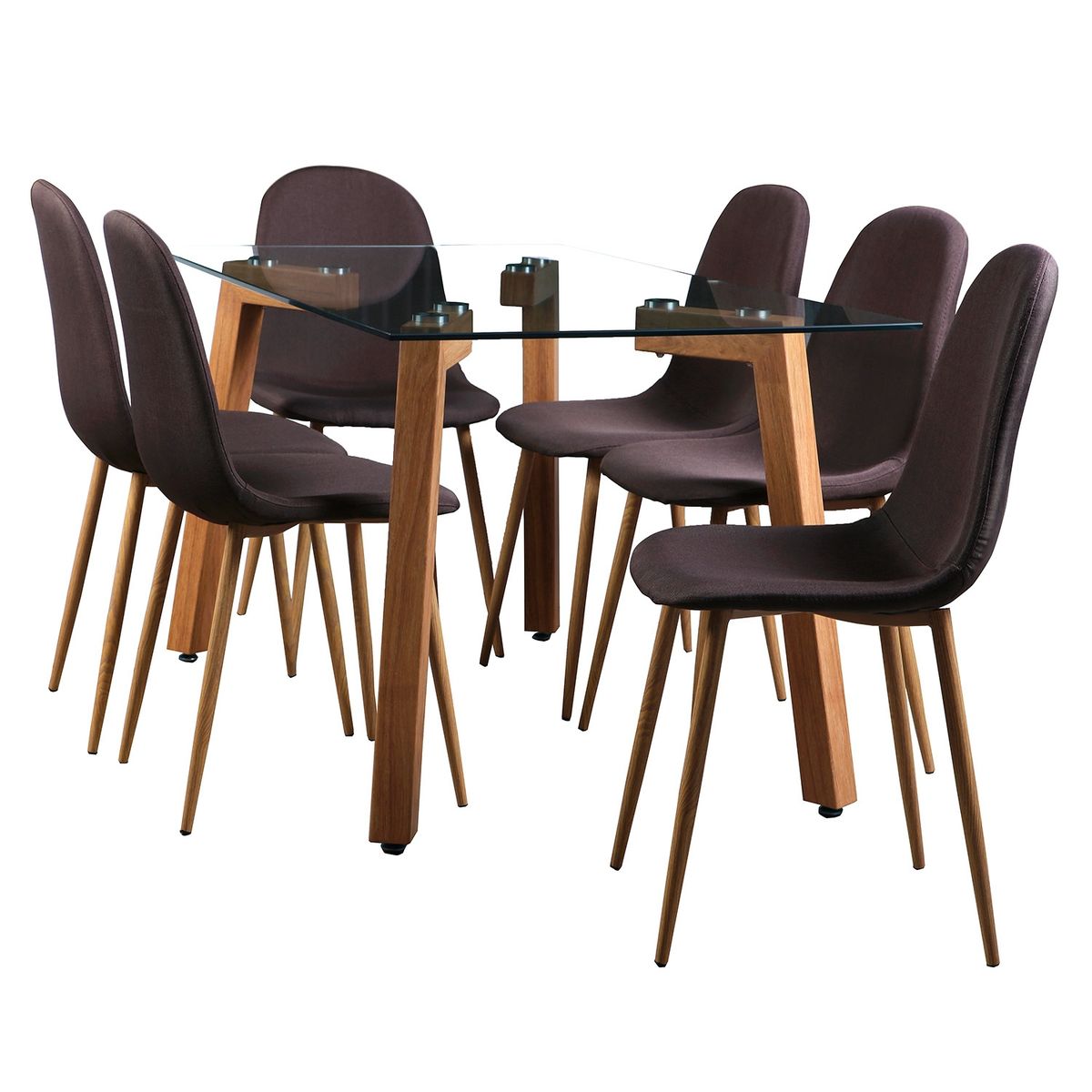 SPAZZIO - Juego De Comedor  Jockey Natural 6 Sillas Spazzio