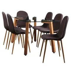 SPAZZIO - Juego de Comedor Jockey Natural 6 Sillas
