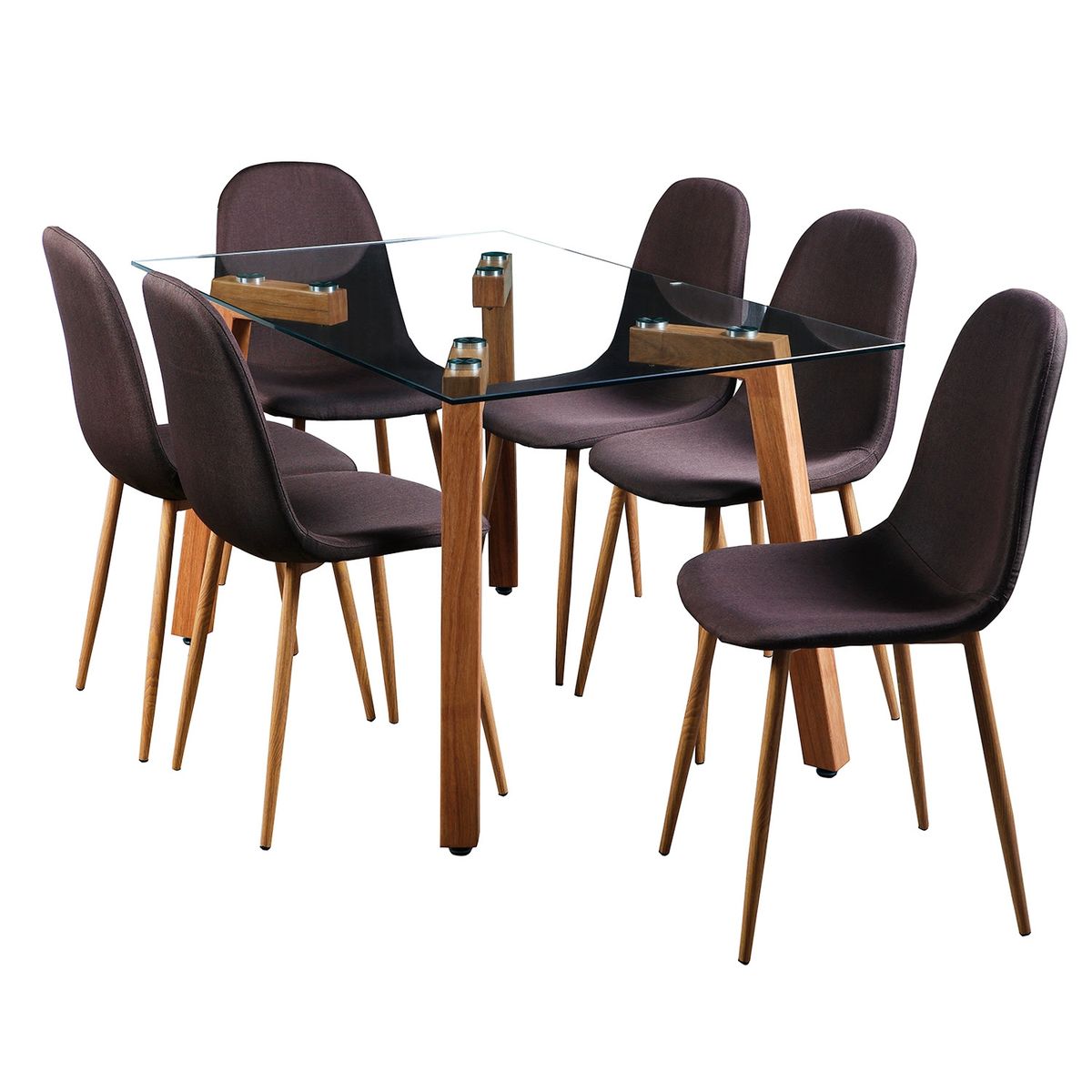 SPAZZIO - Juego De Comedor  Jockey Natural 6 Sillas Spazzio