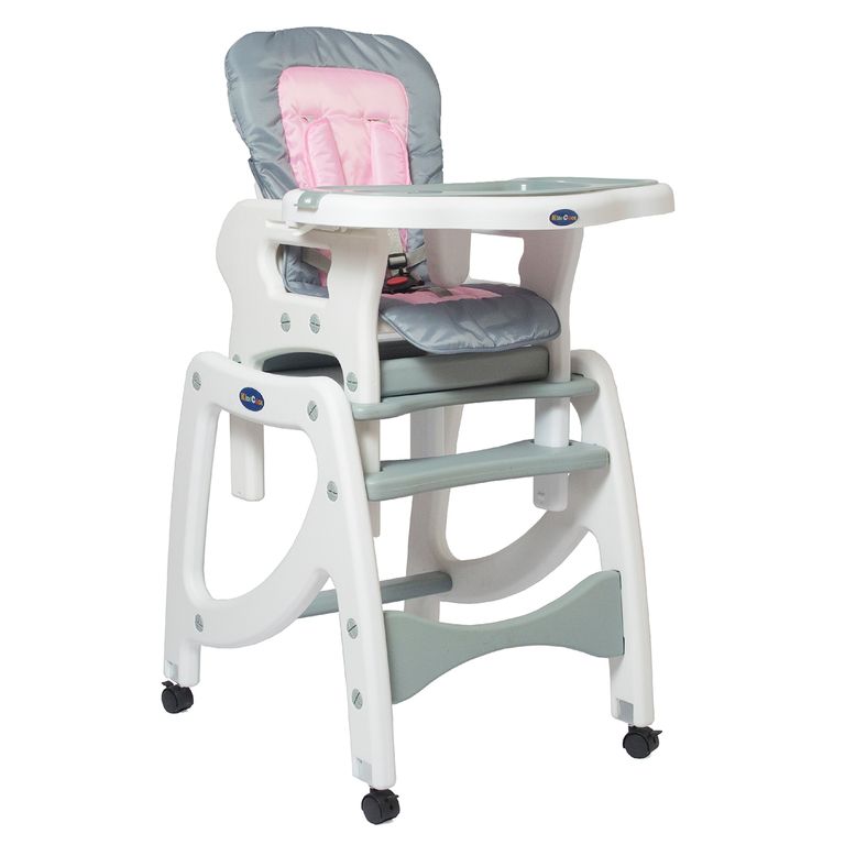 Silla De Comer 3 En 1 Gris Rosado