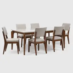 DECOCASA - Juego de Comedor Laurent 1.8+6 Sillas Ella Off Wh