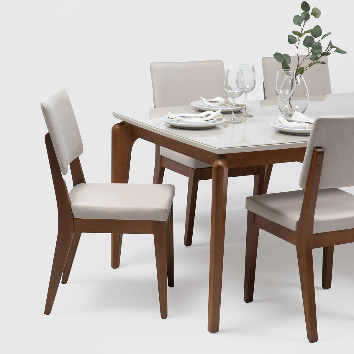 DECOCASA - Juego De Comedor Laurent 1.8+6 Sillas Ella Off Wh Decocasa
