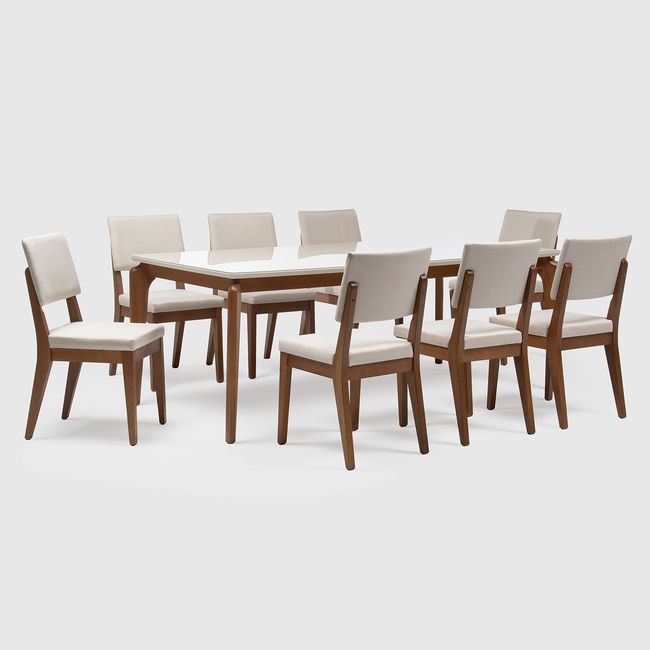 DECOCASA - Juego de Comedor Laurent 2.1+8 Sillas Ella Off Wh Decocasa