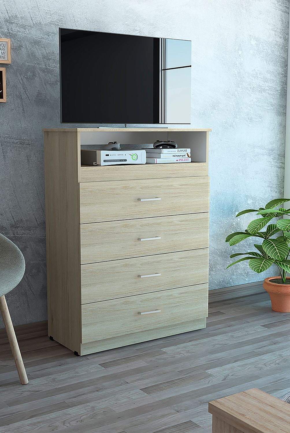 TUHOME - Cómoda 4 Cajones Rovere Blanco Tuhome