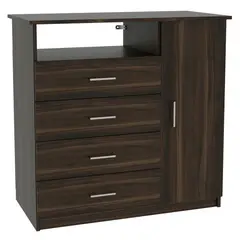 TUHOME - Cómoda 4 Cajones 1 Puerta Habano