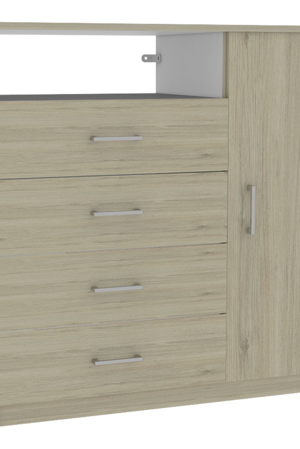 TUHOME - Cómoda 4 Cajones 1 Puerta Rovere Blanco Tuhome