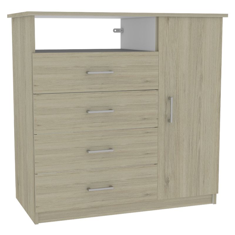 TUHOME - Cómoda 4 Cajones 1 Puerta Rovere Blanco Tuhome