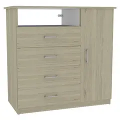 TUHOME - Cómoda 4 Cajones 1 Puerta Rovere Blanco
