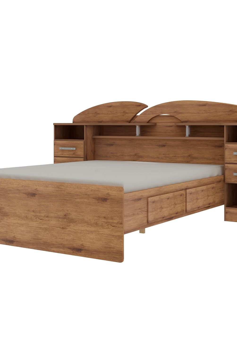 DECOCASA - Cama Elite 2 Plazas + Veladores Amaderado Decocasa