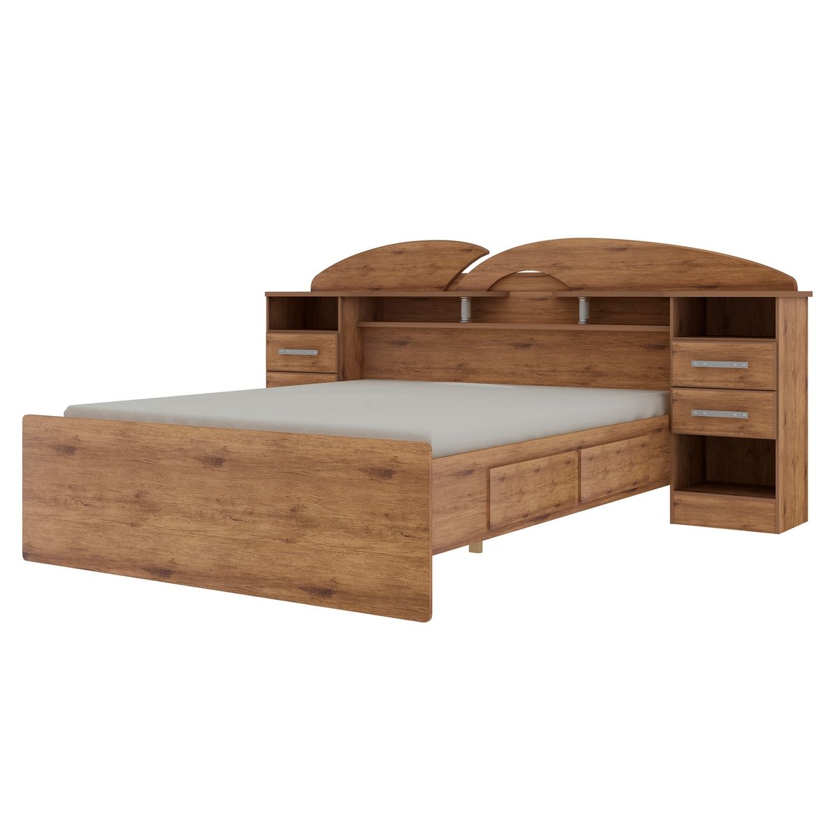 DECOCASA - Cama Elite 2 Plazas + Veladores Amaderado Decocasa