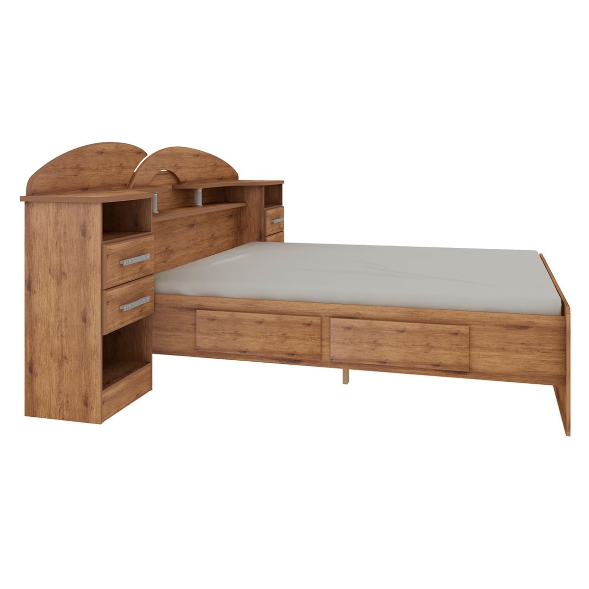 DECOCASA - Cama Elite 2 Plazas + Veladores Amaderado Decocasa