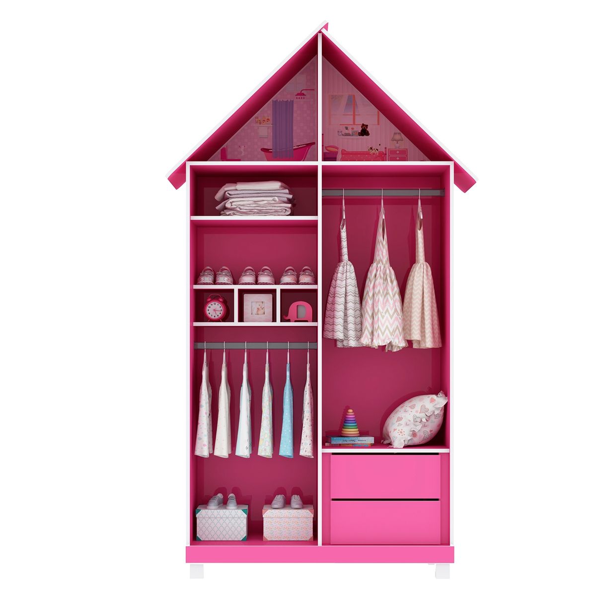 DECOCASA - Combo Casinha Cama + Ropero Decocasa