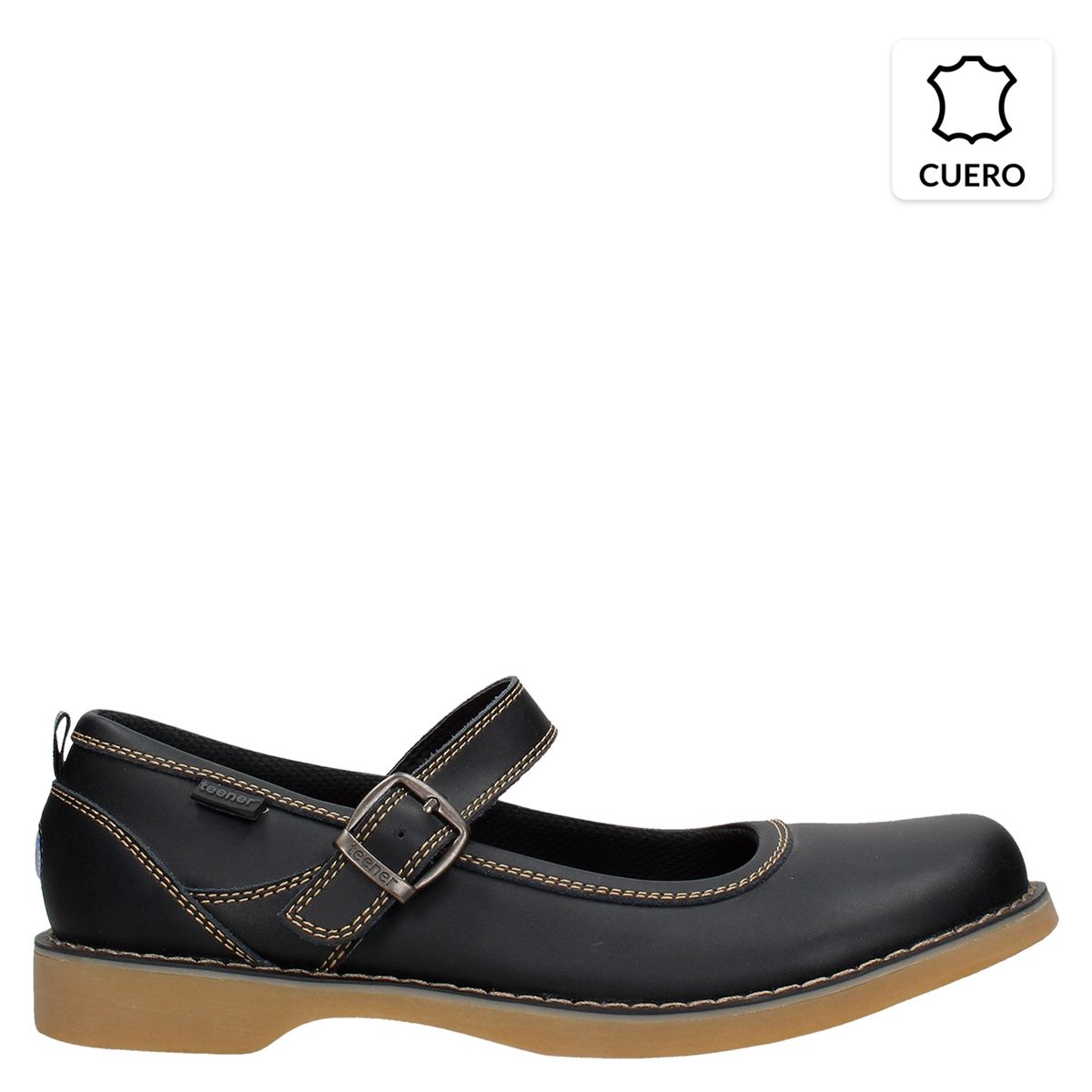 TEENER - Calzado Escolar Niña Cuero Negro (34 a 40) Teener