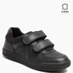 GEOX - Zapatilla Escolar Unisex Cuero Negra