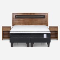 Cama Europea New Style 6 2 Plazas + Respaldo + 2 Veladores