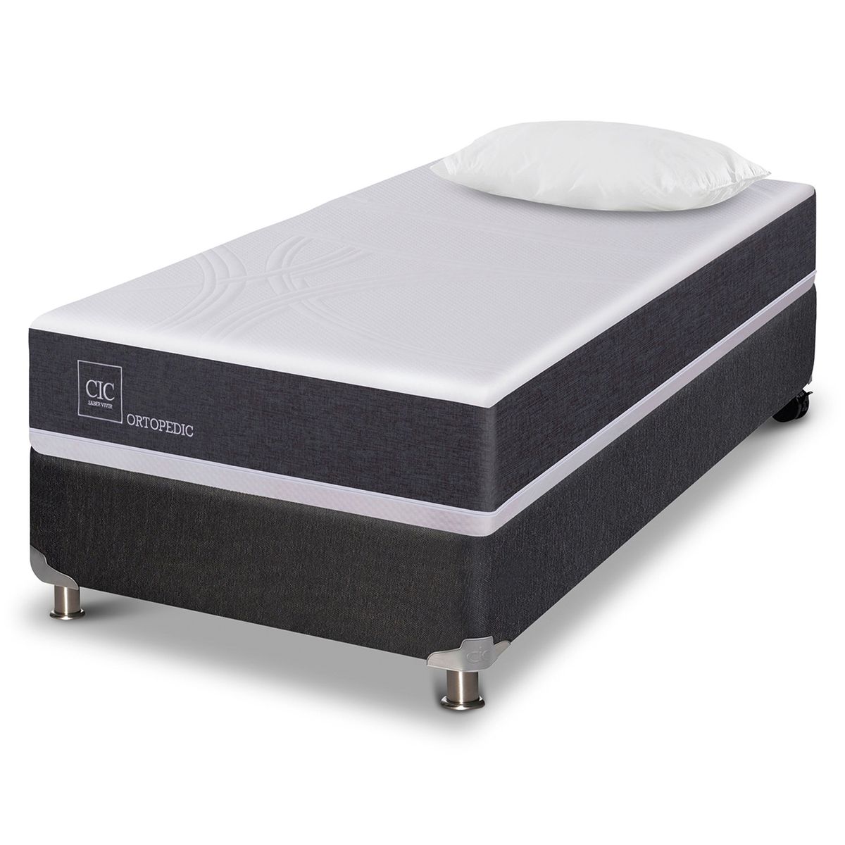 CIC - Cama Box Spring Ortopedic 1.5 plazas X 2.00Mt Base Normal CIC