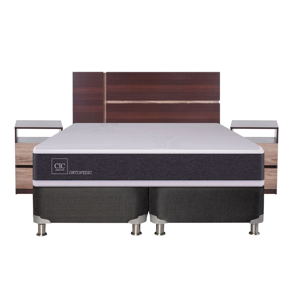 CIC - Box Spring Ortopedic 2 Plazas Base Dividida 150x200 cm + Muebles Enio Cic