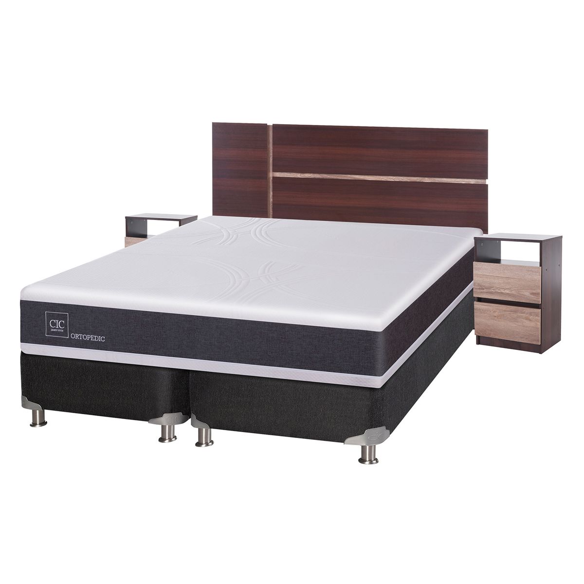 CIC - Box Spring Ortopedic 2 Plazas Base Dividida 150x200 cm + Muebles Enio Cic