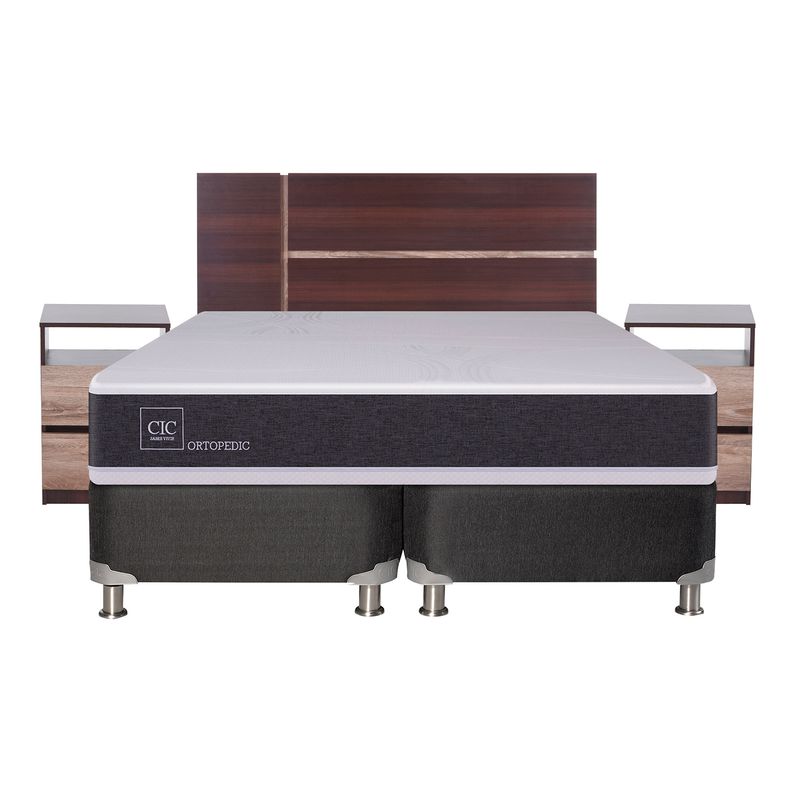 CIC - Box Spring Ortopedic King Base Dividida 180x200 cm + Muebles Enio Cic