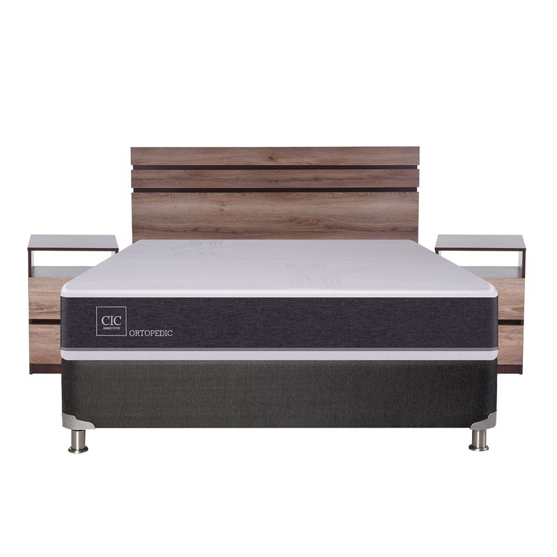 CIC - Box Spring Ortopedic Black 2 Plazas Base Normal 150x200 cm + Muebles Ares Cic