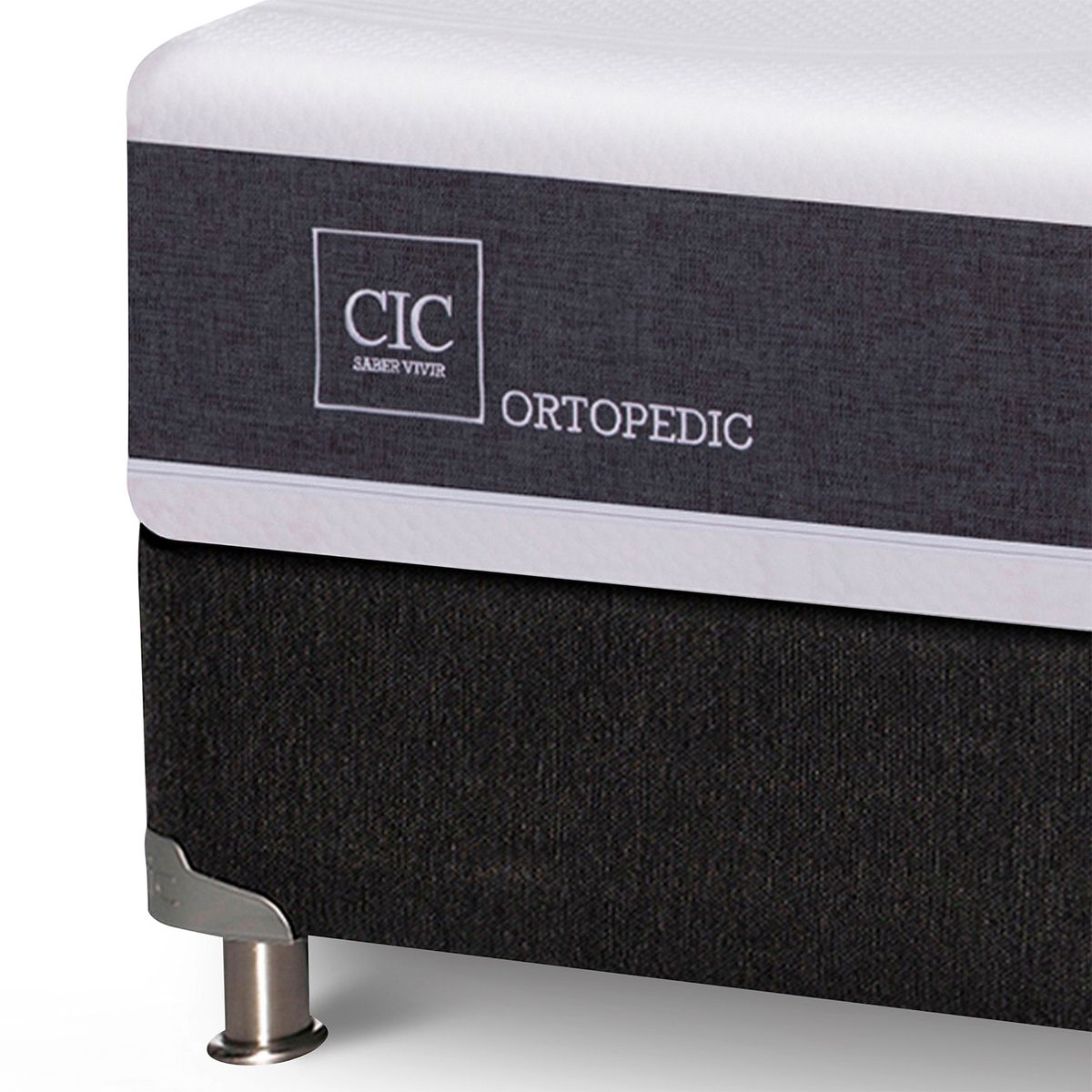 CIC - Box Spring NewOrtopediced 2 Plazas + Respaldo + 2 Veladores CIC